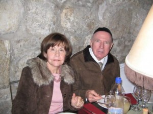 Cherna and Irving Moskowitz at the Between the Arches Restaurant in the Old City of Jerusalem Photo: Daniel Luria